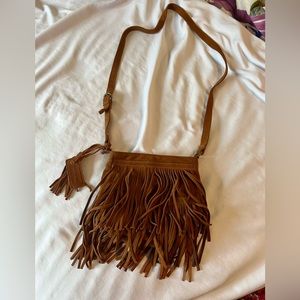 Brown fringe crossbody purse